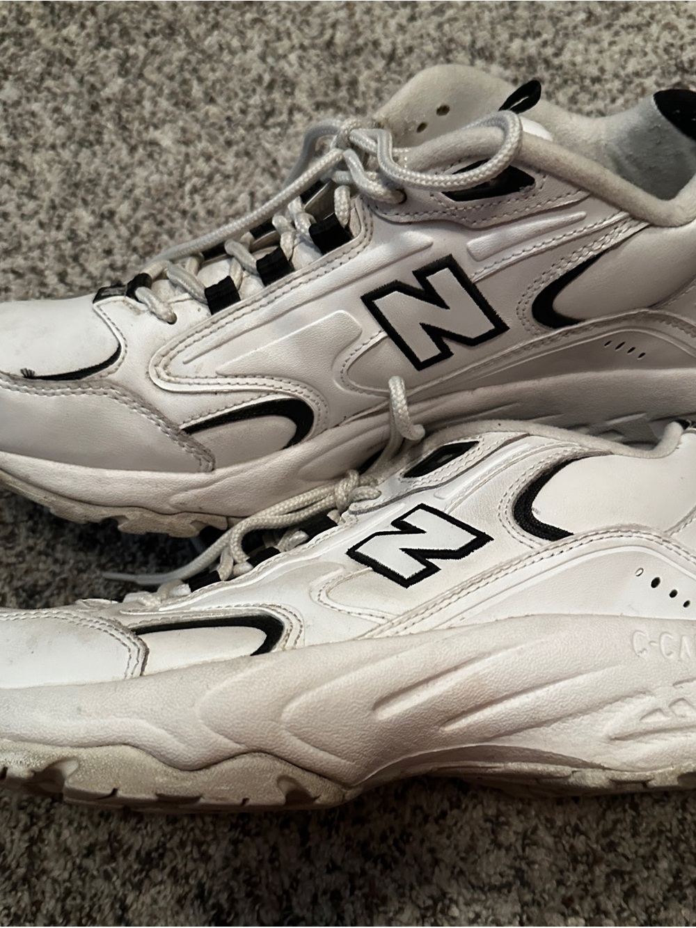 New Balance White and Black Men's Athletic Sneakers